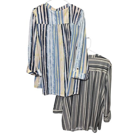 Lot of 2 New Directions Curvy Plus Size 3X Stretchy Top Blouse striped tunic - Picture 6 of 8